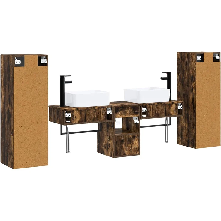 vidaXL Badezimmerschrank-Set 5 stk. Geräucherte Eiche 136 x 35 x 80 cm 3405978 – Bild 7