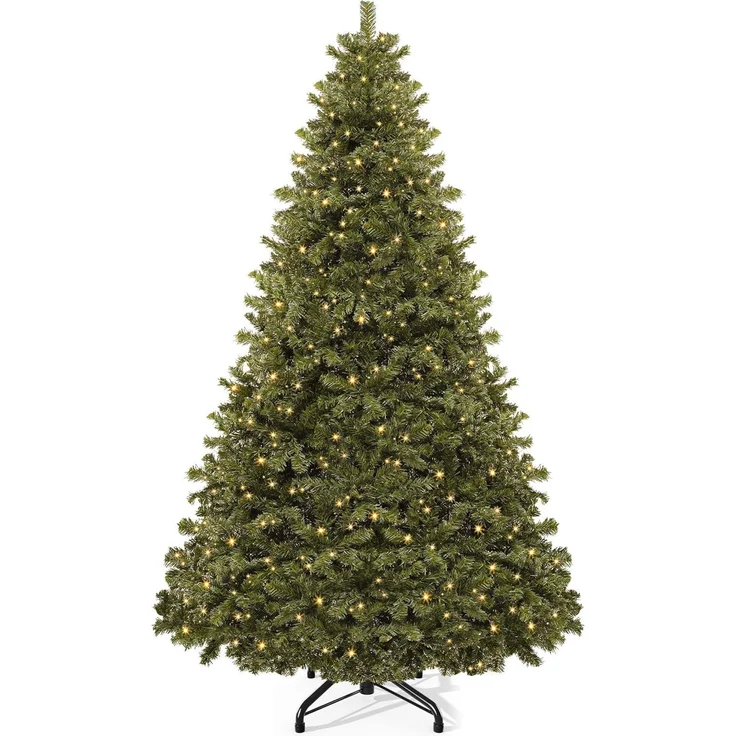 YITAHOME 230cm Künstlicher Weihnachtsbaum mit 550 LED, Weihnachtsbaum Kiefer mit 1346 Spitzen, Faltbarer Metallrahmen & Ständer, Einfache Montage Pop Up Weihnachtsbaum für Home Party, 228x135 cm