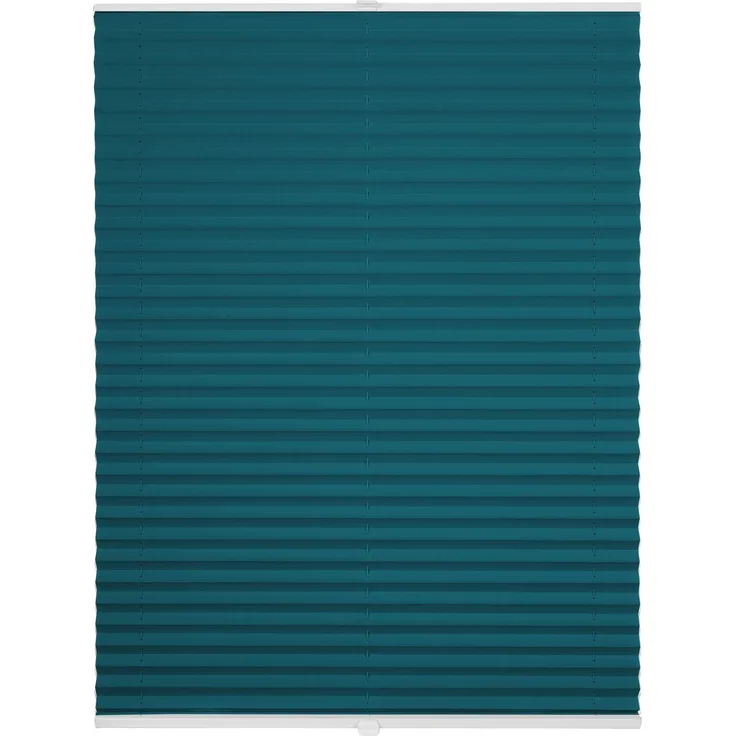 ondeco Plissee ohne Bohren mit Klemmträger, Sonnenschutz für Fenster innen, blickdicht, Faltrollo, Petrol, 130x40 cm