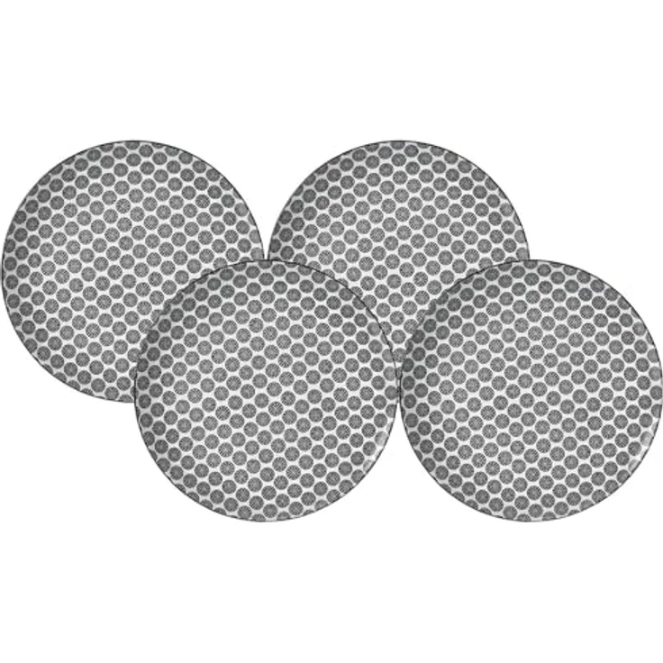 Presotto Speiseteller Takeo, 26,5 cm, Schwarz-Weiß, Keramik, 4er Set mit skandinavischem Design, spülmaschinengeeignet – Bild 1