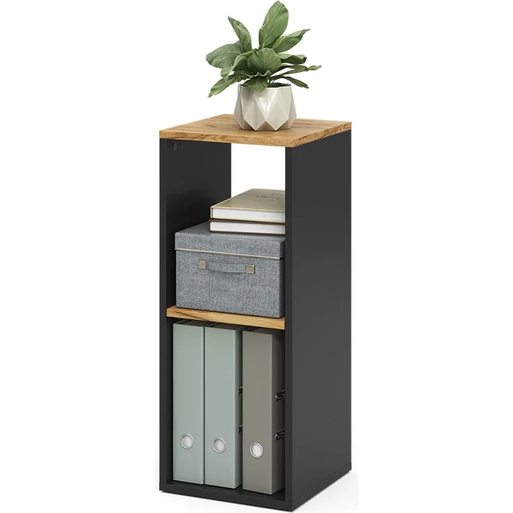 Bücherregal Tomy Anthrazit/Goldkraft Eiche 30 x 74 cm mit 2 offenen Fächern Vicco – Bild 6
