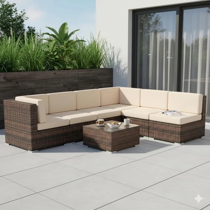 Sitzgruppe Sitzgarnitur Lounge Gartenmöbel Gartenset Rattan Sitzgruppe braun XL