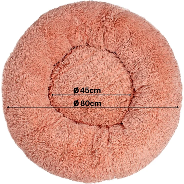 lionto Donut Hundebett, rundes Hundesofa mit Plüschbezug & Anti-Rutsch-Noppen, weich & gemütlich, 80 cm Durchmesser, rosa – Bild 5