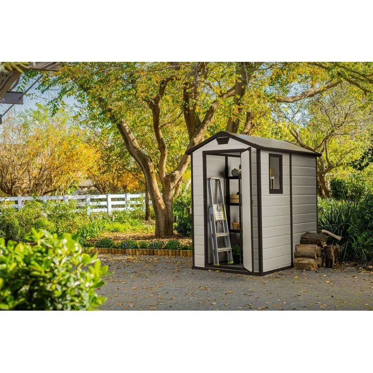 Dmora Gartenhaus Cranbrook, Gartenhütte, Gartenhaus, Werkzeugschuppen, 130x192 h198 cm, Beige – Bild 4