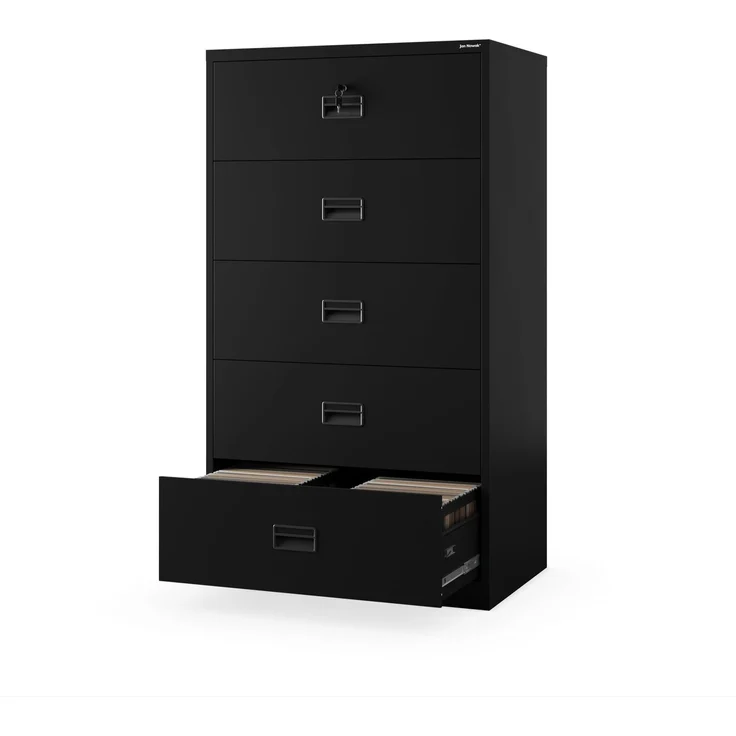 Jan Nowak Aktenschrank Metall abschließbar 162x90x60 cm mit 5 Schubladen | Vollauszug, Zentralverschluss, Kippschutz, Büro, Archiv, Homeoffice