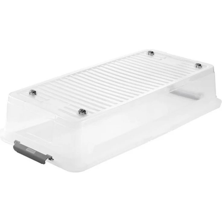 keeeper Unterbettkommode Leo Container mit Rädern Deckel 33l, Deckel mit Clips – Bild 2