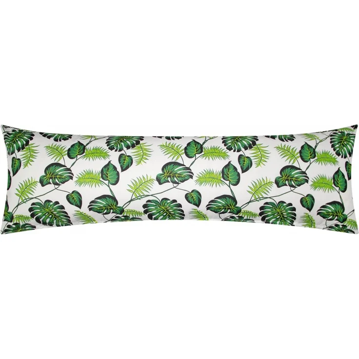 Heubergshop Seitenschläferkissenbezug, (1 Stück), 40x145cm Tropische Blätter Grün Weiß in 100% Baumwolle (031/1-Grün) – Bild 1