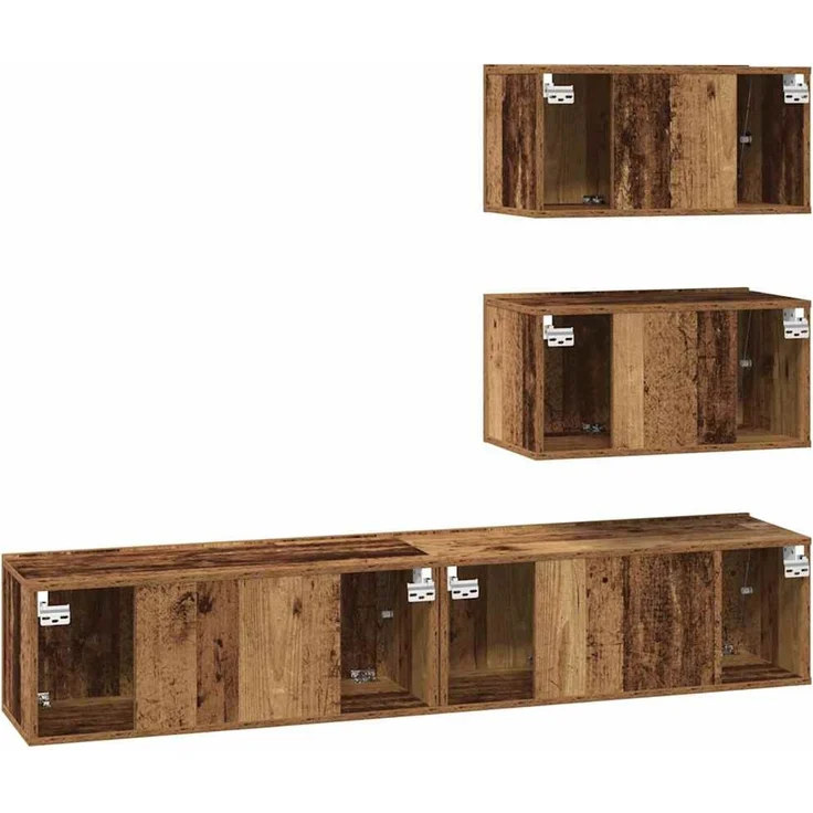 vidaXL TV-Schrankset Wandmontiert 4 pcs Altholz Holzwerkstoff 3393393 – Bild 8