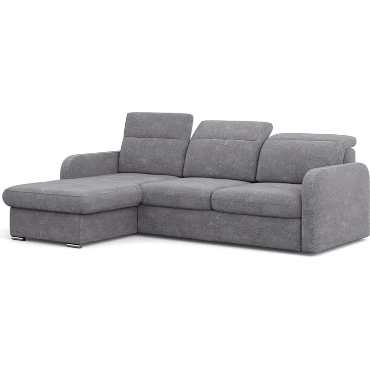 MEBLINI Schlafcouch mit Bettkasten - Ecksofa mit Schlaffunktion - Sofa mit Relaxfunktion und Kopfstützen - Couch L-Form - Eckcouch - Wohnlandschaft - EMERALD - 215x167x84cm - Dunkelgrau Webstoff