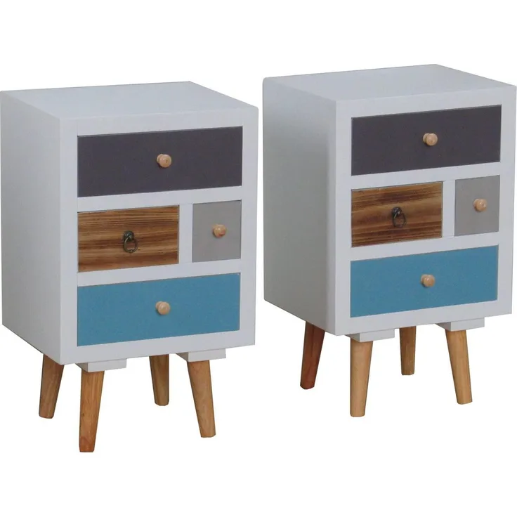 PKline Nachttisch 2x Holz weiß