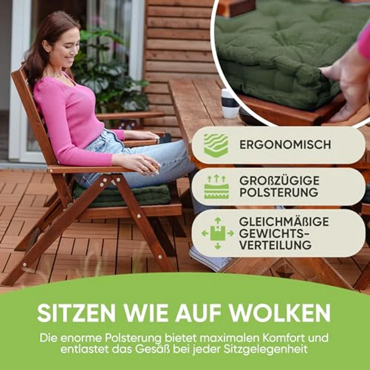 Gräfenstayn Sitzkissen 4er Set 40x40 cm mit 8 cm Polsterung aus 100 % Baumwolle -, robustes Sitzkissen für Indoor & Outdoor, bequemes Bodenkissen – Bild 3