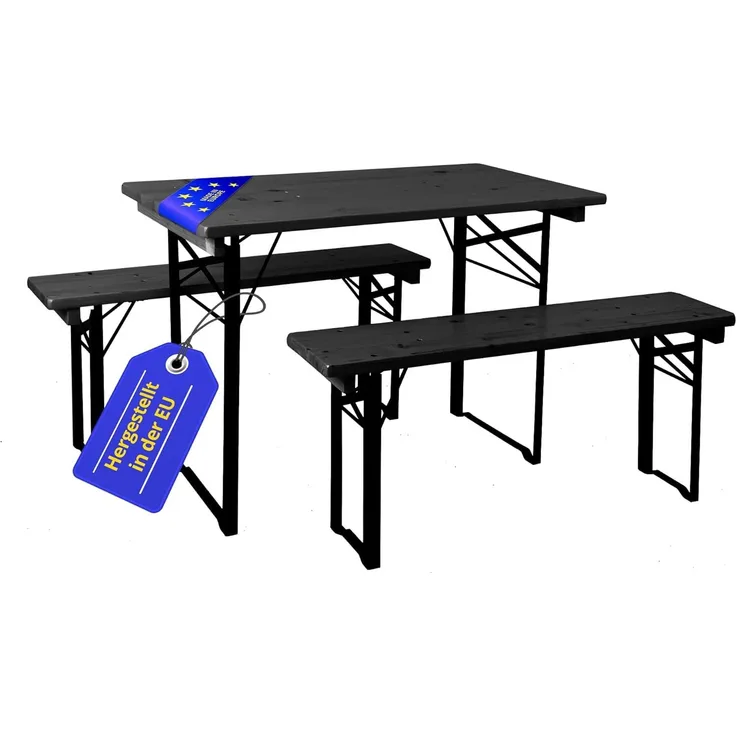 Stagecaptain 'Hirschgarten' Bierzeltgarnitur, 3-teilig, Holz grau, 110 x 60 x 75 cm