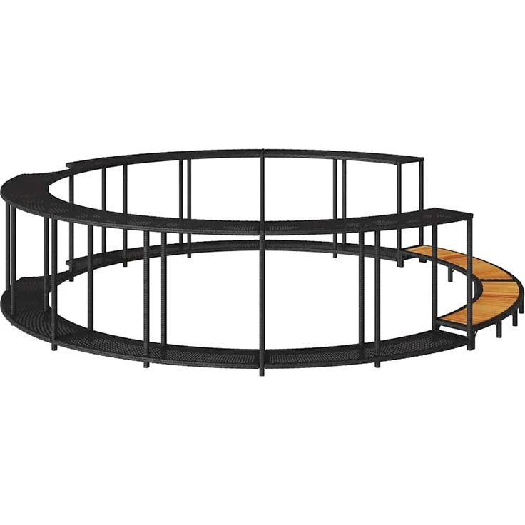 vidaXL Whirlpool-Umrandung mit Stauraum Holztreppe Schwarz Poly Rattan 365610 – Bild 5