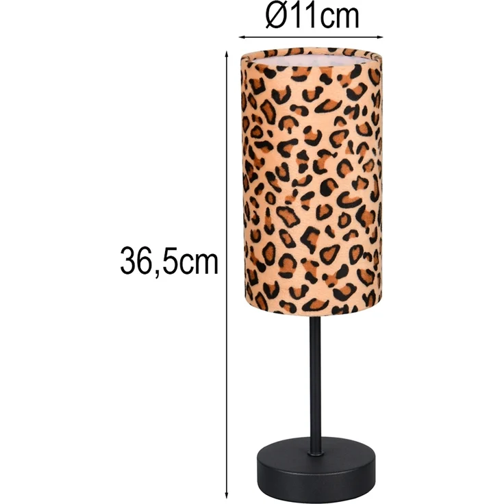 LED Tischlampe mit Stoffschirm Leopardenmuster, Höhe 36,5cm – Bild 4