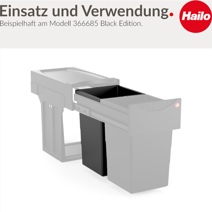 Hailo Inneneimer 1225979 tiefschwarz 15 L 226 x 233 x 350 mm – Bild 5