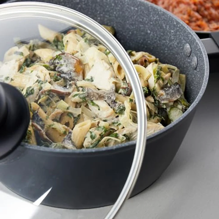 Russell Hobbs RH02814EU7 Metallic Marble Kochpfannen-Set - Antihaft-Küchengeschirr, 20/24-cm-Pfannen, 16/18/20-cm-Töpfe, Deckel aus gehärtetem Glas mit Dampfschlitzen, Induktionskochfeld geeignet – Bild 6