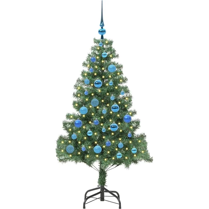 vidaXL Weihnachtsbaum mit LED-Beleuchtung Grün 150 cm PVC und Stahl 3396374 – Bild 3