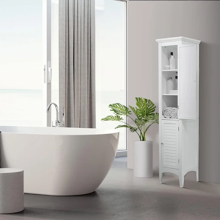 Versanora Badezimmer-Hochschrank Badmöbel Badregal Holzschrank Weiß Teamson ELG-588 – Bild 8
