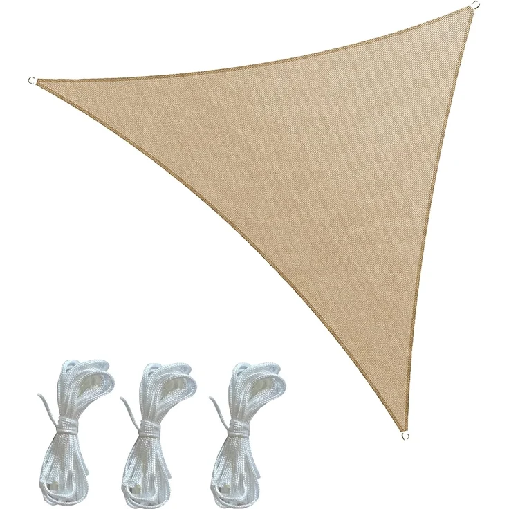 Rebecca Mobili Sonnenschutz Sonnensegel für Außenbereich Outdoor Beige Dreieckig Schwimmbad Befestigungsseil Polyethylen UV-Schutz 3,6 x 3,6 x 3,6 m (Cod. RE6340) – Bild 1