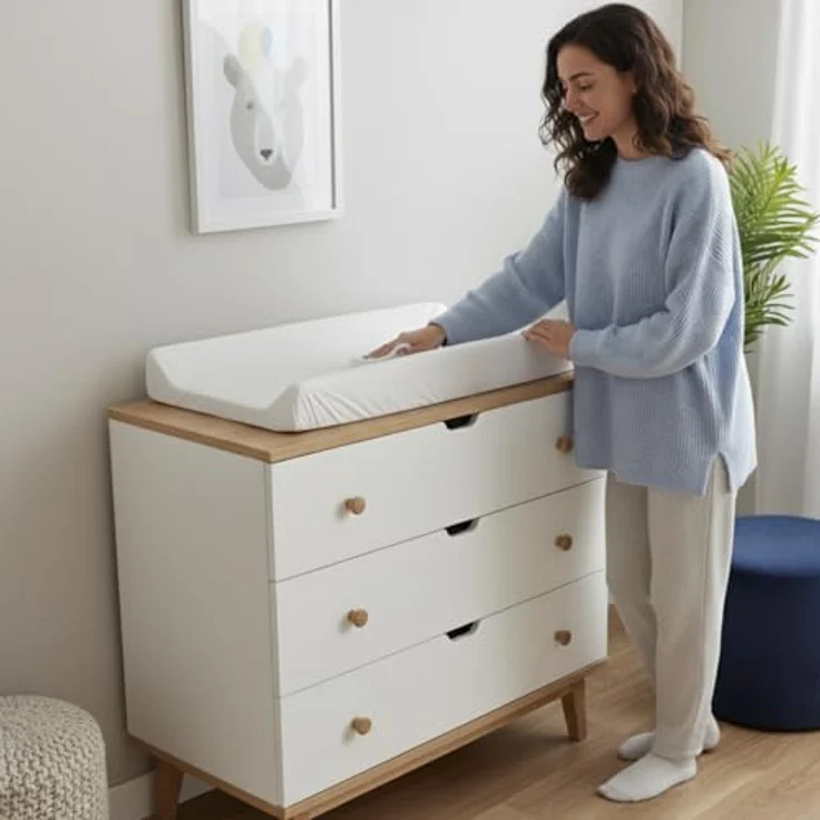 Wickelauflage 70x47 cm, Grau mit Tieren – abwaschbar & weich, profilierte Ränder für mehr Sicherheit – Wickeltischauflage für Wickelkommode – Baby Wickelunterlage mit Komfortfüllung – Bild 7