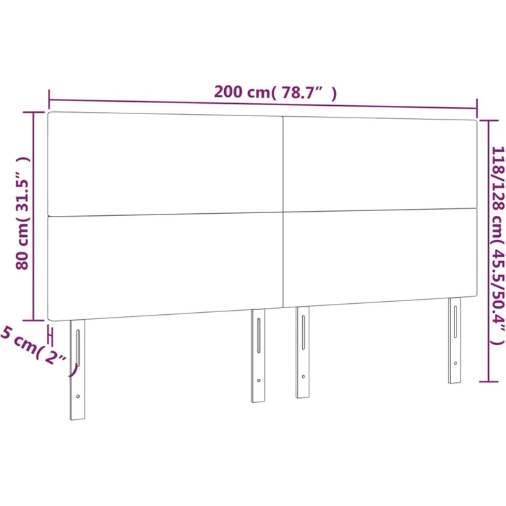 vidaXL Kopfteile 4 Stk. Dunkelgrau 100 x 5 x 78/88 cm Stoff 3116075 – Bild 8