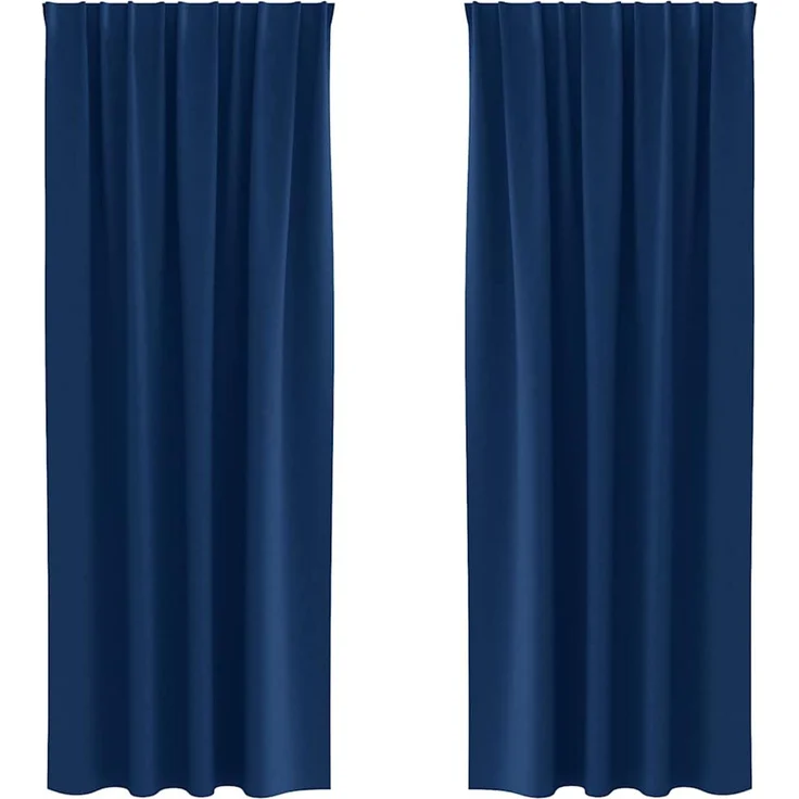 vidaXL Verdunkelungs-Vorhänge mit Ringen 2 stk. Dunkelblau Polyester 4107477 – Bild 2