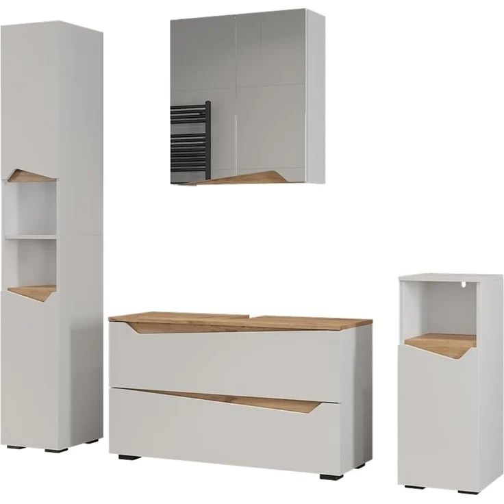 Badmöbel-Set Marelle Weiß/Artisan-Eiche 4-teilig Vicco – Bild 1
