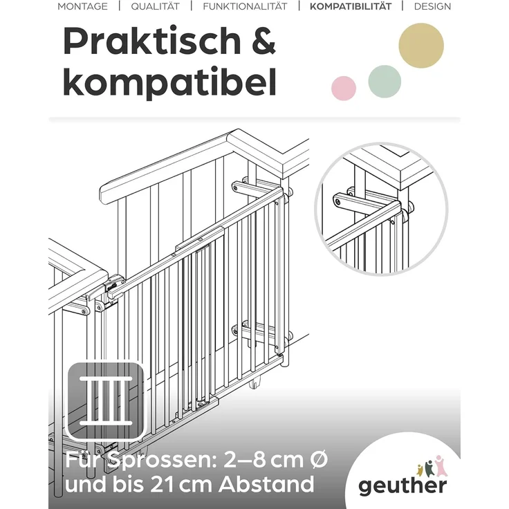 Geuther 0036ZK+ Zusatzklemmen für Treppenschutzgitter Türschutzgitter Türgitter einfache Montage Babygitter ohne Bohren sichere Befestigung langlebige Qualität Grau – Bild 5