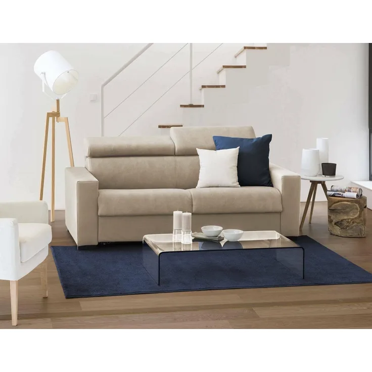 Talamo Italia Schlafsofa Sonia 3-Sitzer,Wohnzimmersofa,Made in Italy,Drehbare Öffnung mit Matratze und Netz inklusive,mit verstellbaren Kopfstützen und schmalen Armlehnen,cm:200x95h85,Farbe Beige