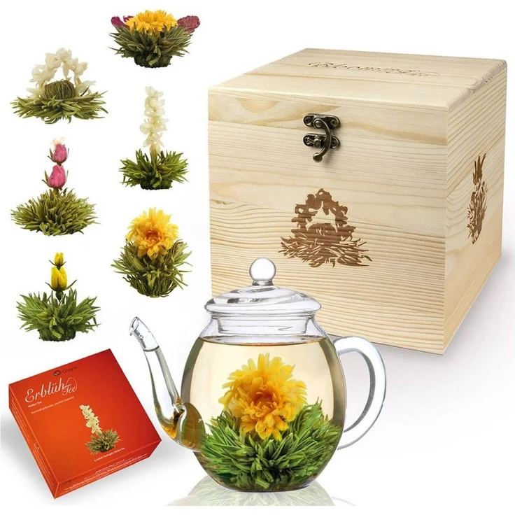 Creano Tee Creano Teeblumen-Mix Geschenkset, 500ml Teekanne, 6 Sorten ErblühTee, 1 x 6 St. – Bild 1