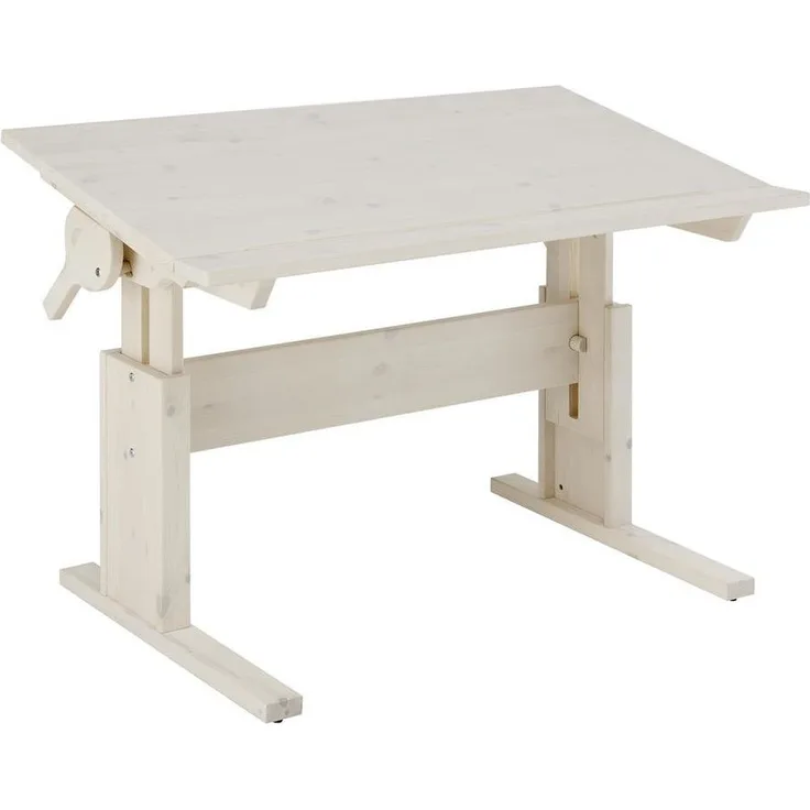 Höhenverstellbarer Schreibtisch White Wash mit Neigbarer Tischplatte, Lifetime