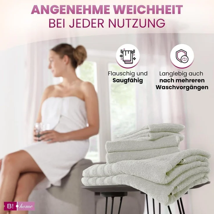 B!HOME Handtücher Set Saunatücher, Duschtücher, Gästehandtücher 100% Baumwolle, (Spar-Set, 8-St), flauschig saugfähig Frottee weich – Bild 2