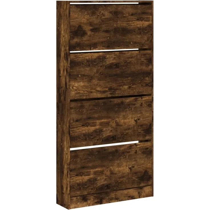 vidaXL Schuhschrank mit 4 Klappen Räuchereiche 80x21x163,5 cm 3214368 – Bild 1