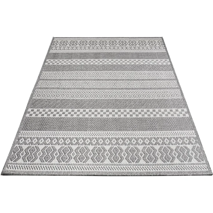 Paco Home In-& Outdoor Teppich Balkon Terrasse Küchenteppich Modernes Boho Ethno Muster, Grösse:80x150 cm, Farbe:Grau 4 – Bild 6