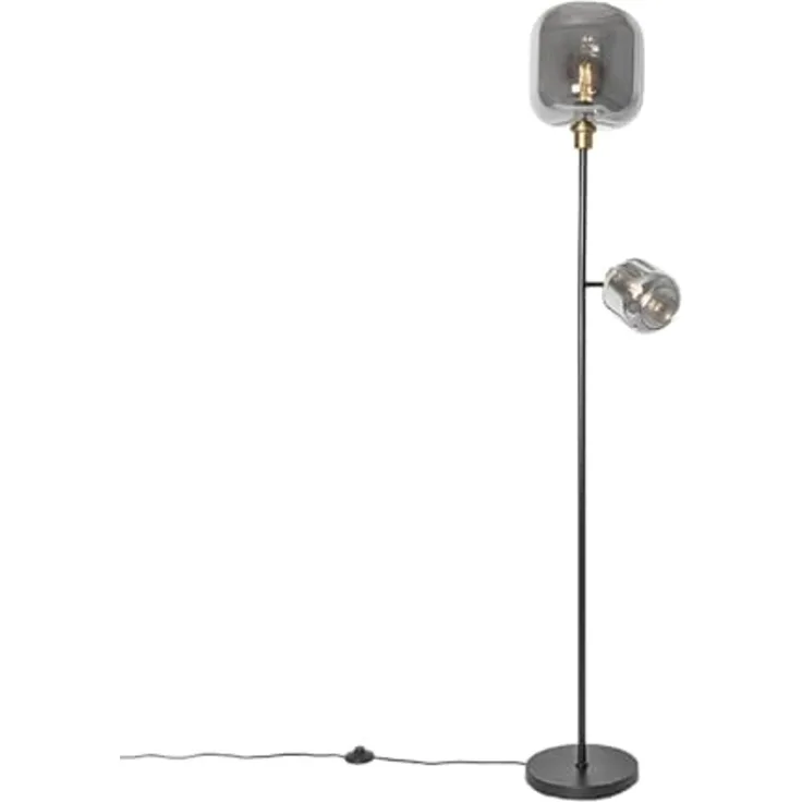 Qazqa Stehlampe Zuzanna, ohne Leuchtmittel, E14, Grau, Modern, Glas, 1-flammig