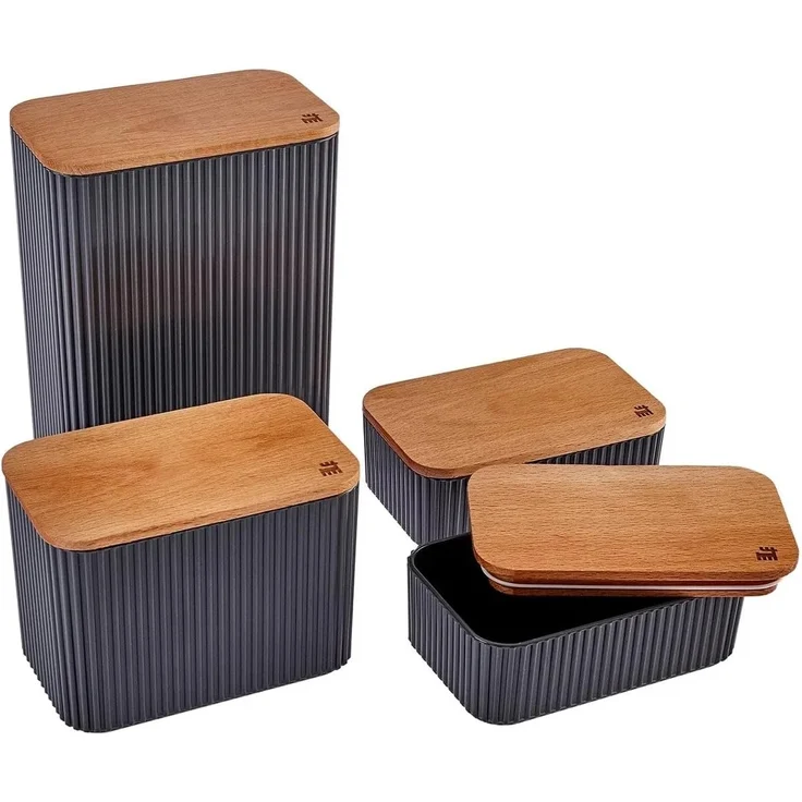Karaca Vorratsdose Massimo 4er Set Vorratsdosen/Vorratsdosen Anthrazit – Bild 5