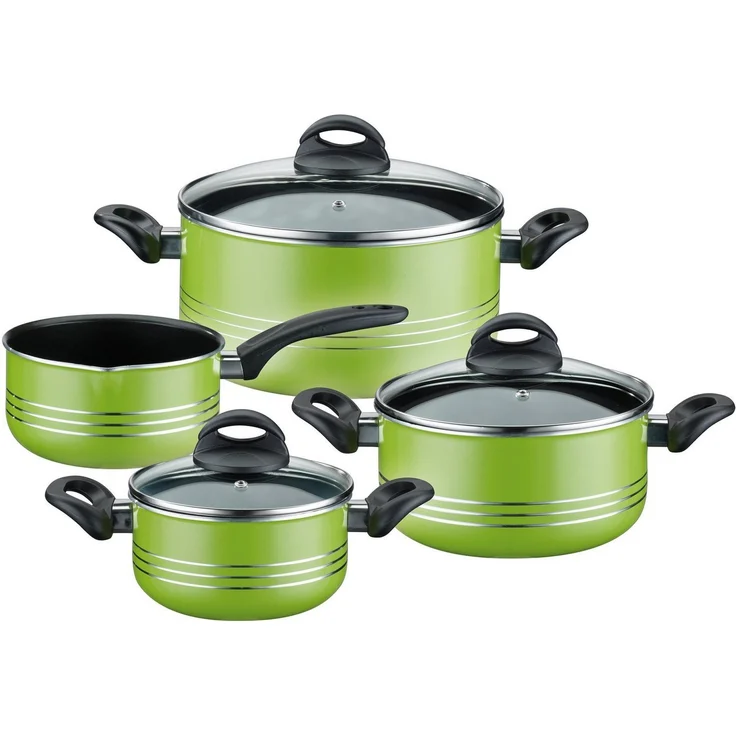 GSW Topf-Set Milano color, Aluminium, Leichtmetall-Legierung (Set, 7-tlg, je 1 Kochtopf Ø 16/20/24 cm, 1x Stielkasserolle Ø 16 cm), extra starker FerroTherm®Boden, Induktion – Bild 3
