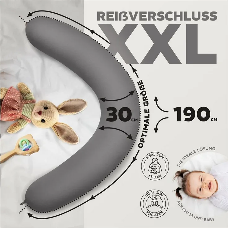 SEI Design Stillkissenbezüge Bezüg für Stillkissen Lagerungskissen Seitenschläferkissen 190x30 cm