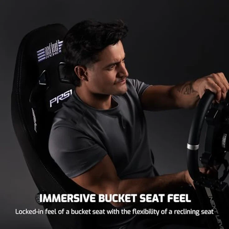 Next Level Racing PRS1 Performance Reclining Seat, Sim Racing Sitz für bis zu 150 kg, Schwarz/Grau, atmungsaktiver Mesh-Stoff, verstellbare Lendenstütze – Bild 4