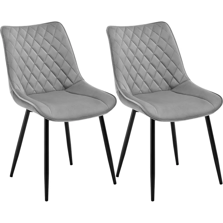 2er-Set Küchenstühle aus Samt Modell Alois hellgrau