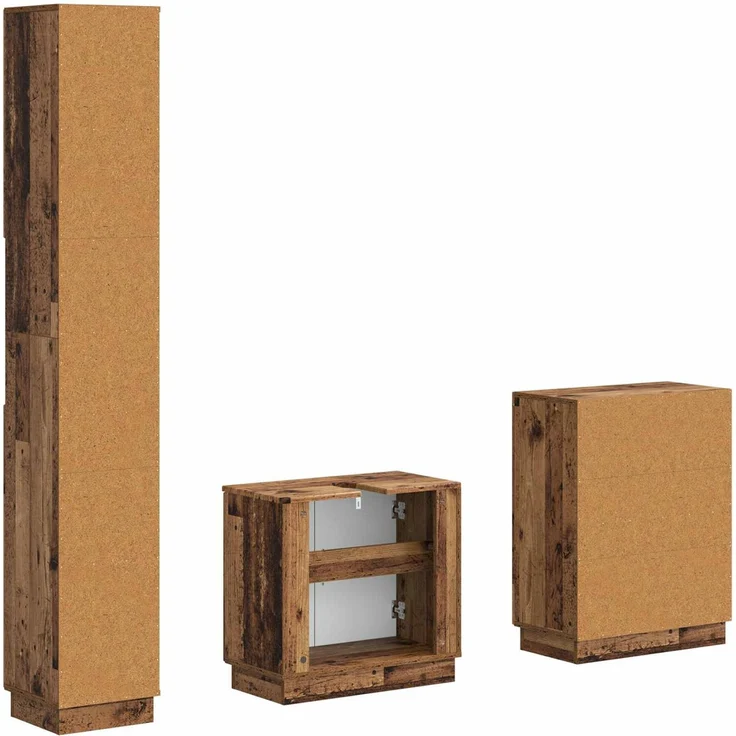 vidaXL 3-teiliges Badezimmer-Schranksystem HOORN Altholz Holzwerkstoff 3417475 – Bild 5