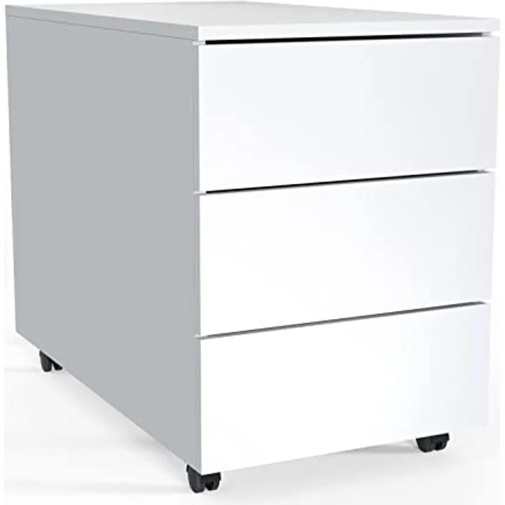 MID.YOU Rollcontainer, Weiß, Holzwerkstoff, 3 Schubladen, erweiterbar, griffloses Öffnen, 39x55x70 cm – Bild 5