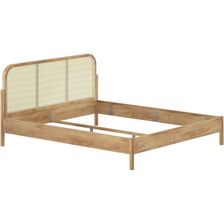 Doppelbett Olive 180 x 200 cm Eiche MDF Rattan Natur – Bild 2