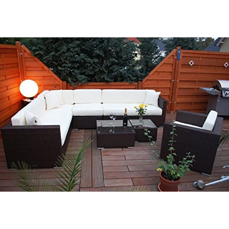 Ragnarök Möbel-Design Gartenlounge-Set Narvik, (Set, Ecklounge, Polyrattan, Alu), Sitzpolster ca. 16 cm dick und haben 2 intergrierte Härtegrade – Bild 2