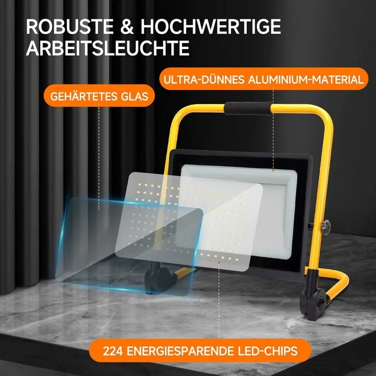 Aigostar Baustrahler Aigostar LED Baustrahler 100W mit Schalter,9000LM,4M Kabel,IP65,6500K – Bild 2