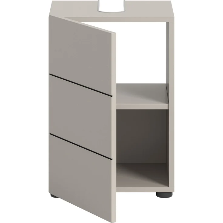 Waschbeckenunterschrank (B/H/T: 38x56x34 cm) in Kaschmir Nachbildung und schwarz – Bild 3