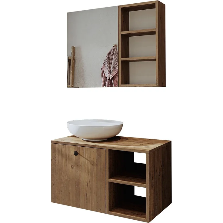 Skye Decor '2484' Badmöbel-Set mit Waschbecken & Spiegel (2-teilig), Atlantik-Kiefer, 75 x 58 x 45 cm – Bild 6