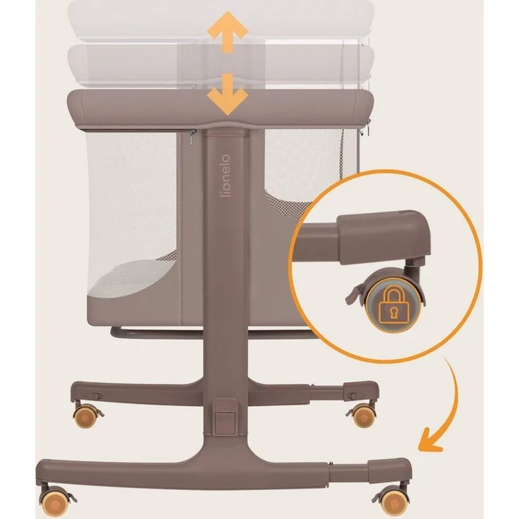 Lionelo Aurora 3 in 1 Babybett bis 9 kg, Beistellbett, Wiege, Höhenverstellug und Einstellung der Neigung der Matratze, 4 Räder mit Bremse Ergonomische Matratze Tasche – Bild 2