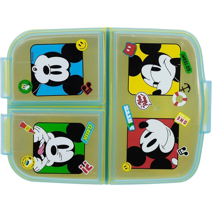 Lunchbox für Kinder mit 3 Fächern aus Kunststoff verschiedene Motive Mickey Mouse – Bild 2