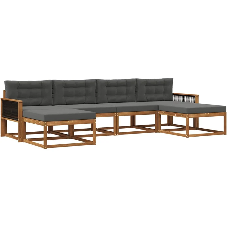 vidaXL Outdoor-Sofagarnitur 6 stk. 6-Sitzer Natur und Anthrazit 3382785 – Bild 2